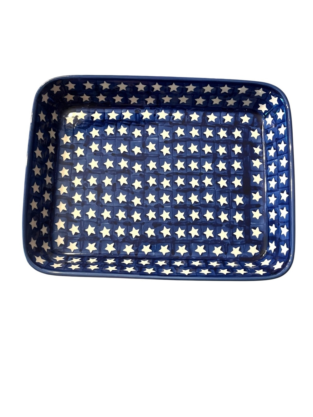 BOLESLAWIEC Polish Pottery STARS Ceramic Rectangle Casserole/Serving Dish